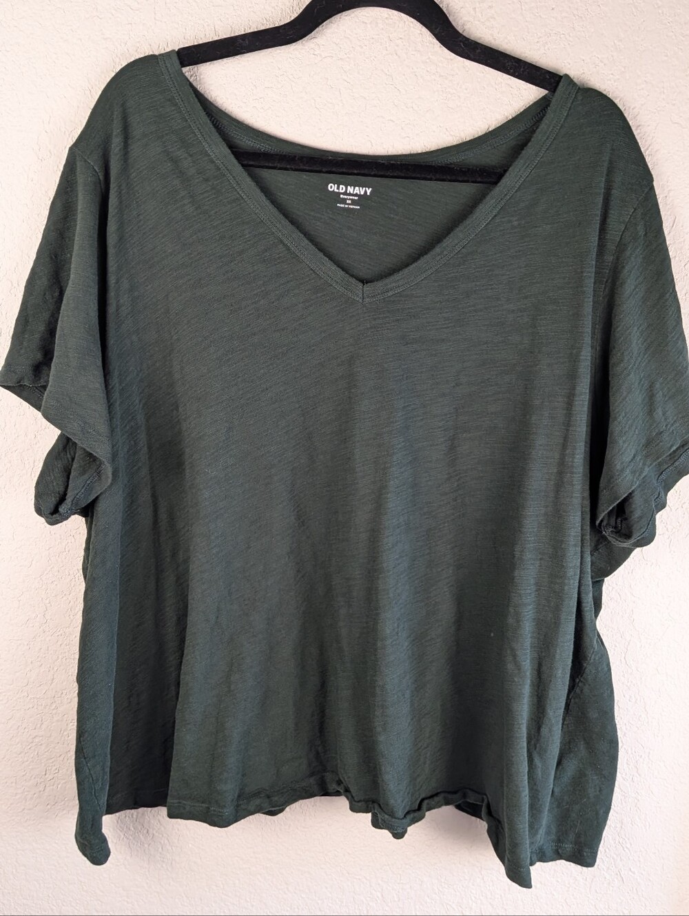 Old Navy Everywear Tee 3X 100% Cotton Forest Green Short Sleeve V Neck Capsule